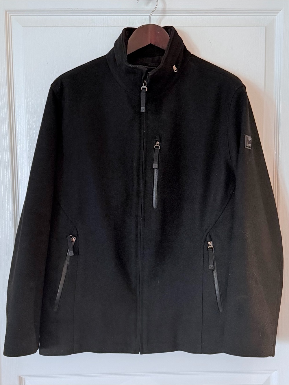 Tumi Men's Black Wool Blend Zip Jacket